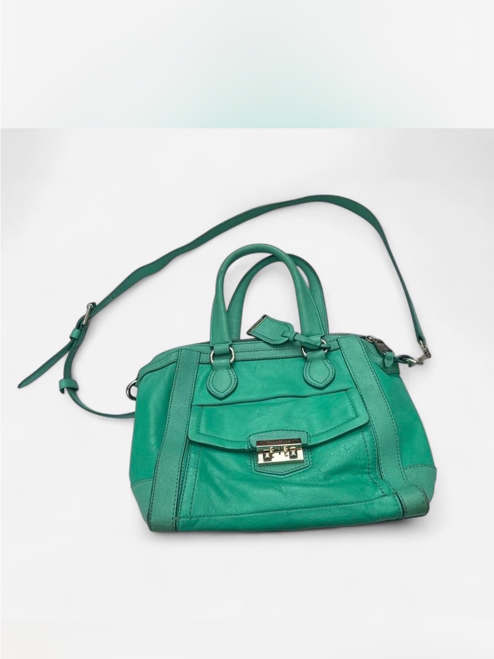 Cole Hann Green Leather Satchel Handbag - Women Bags purse crossbody